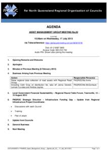 Far North Queensland Regional Organisation of Councils  AGENDA ASSET MANAGEMENT GROUP MEETING No.20 to be held