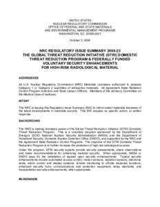 Nuclear energy in the United States / Security / Nuclear Regulatory Commission / Rockville /  Maryland / Georgia Tech Research Institute / National Nuclear Security Administration / United States Department of Energy / Security guard / Ionizing radiation / Safety / Nuclear safety / Nuclear physics