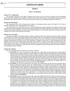 CHARTER OF ELSMERE  1 Elsmere Article I: Incorporation