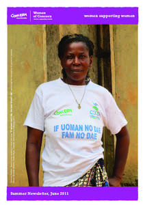 Fatmata Sankoh, Sierra Leone wearing a t-shirt that says “If women don’t die, the farm doesn’t die” reinforcing the importance of women in farming. Photo: Siobhan Sheerin, Petifu Chain, Tonkolili, Sierra Leone. F