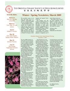 NEWSLETTER DATE  Save the dates: March 14 Rose Kerr full day symposium