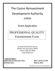 Application - CRDA Professional EntertainmentEvent Grant Program