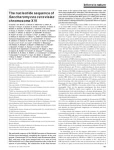 letters to nature  The nucleotide sequence of Saccharomyces cerevisiae chromosome XVI H. Bussey1, R.K. Storms2, A. Ahmed3, K. Albermann4, E. Allen5, W.