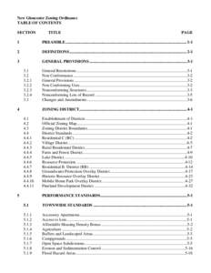 New Gloucester Zoning Ordinance TABLE OF CONTENTS SECTION TITLE