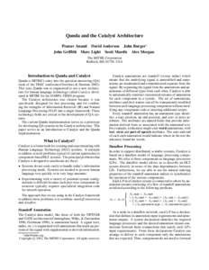 Qanda and the Catalyst Architecture Pranav Anand David Anderson John Burger∗ John Griffith Marc Light Scott Mardis Alex Morgan The MITRE Corporation Bedford, MA[removed]USA