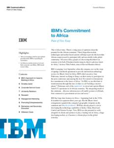 IBM Communications Point of View Essay Growth Markets  IBM’s Commitment