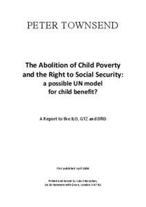 PETER TOWNSEND  The Abolition of Child Poverty