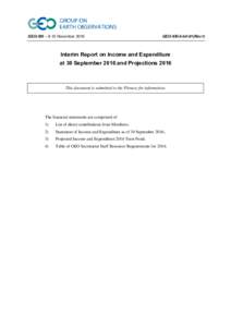 GEO-XIII – 9-10 NovemberGEO-XIII-5-Inf-01(Rev1) Interim Report on Income and Expenditure at 30 September 2016 and Projections 2016