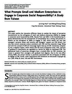 Corporate Social Responsibility and Environmental Management Corp. Soc. Responsib. Environ. Mgmt. 19, 288–Published online 3 August 2011 in Wiley Online Library (wileyonlinelibrary.com) DOI: csr.276 