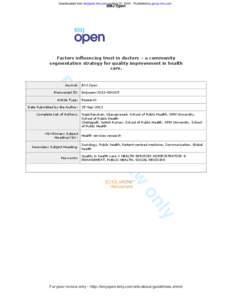 Downloaded from bmjopen.bmj.com on May 31, [removed]Published by group.bmj.com  BMJ Open Factors influencing trust in doctors – a community segmentation strategy for quality improvement in health