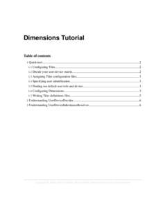 Dimensions Tutorial Table of contents 1 Quickstart........................................................................................................................... 2 1.1