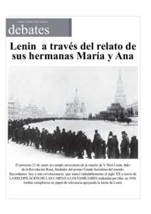 Domingo 18 de Enero de[removed]La juventud  debates Lenin a través del relato de sus hermanas María y Ana