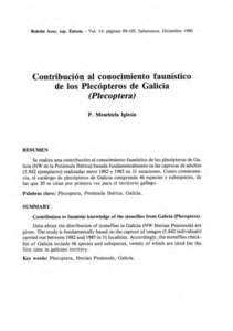 Boletín Asoc. esp. Entom. - Vol. 14: páginas[removed]Salamanca, Diciembre[removed]Contribución al conocimiento faunístico