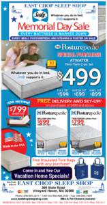 Memorial Day Sale EVERY MATTRESS IS MARKED DOWN EVERY SEALY POSTUREPEDIC AND STEARNS & FOSTER ON SALE  SPECIAL PURCHASE