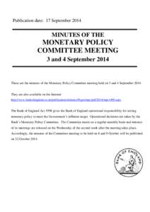 Publication date: 17 September[removed]MINUTES OF THE MONETARY POLICY COMMITTEE MEETING