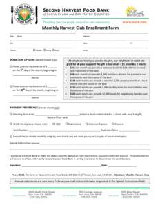 Monthly Harvest Club Enrollment Form __________________________________________ __________________________________________  Title