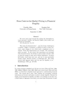 From Cash-in-the-Market Pricing to Financial Fragility Franklin Allen University of Pennsylvania  Douglas Gale