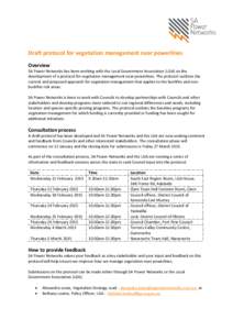 Draft protocol for vegetation management near powerlines Overview SA Power Networks has been working with the Local Government Association (LGA) on the development of a protocol for vegetation management near powerlines.