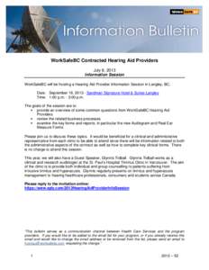 Information Bulletin - WorkSafeBC Contracted Hearing Aid Providers