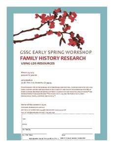 GSSC EARLY SPRING WORKSHOP  FAMILY HISTORY RESEARCH