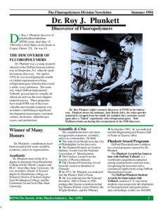 The Fluoropolymers Division Newsletter  Summer 1994