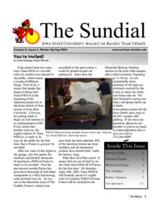 The Sundial IOWA STATE UNIVERSITY SOLAR CAR RACING TEAM UPDATE Volume 8, Issue 4, Winter-Springwww.prisum.iastate.edu