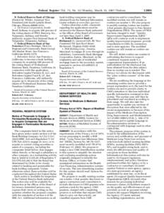 Federal Register / Vol. 72, No[removed]Monday, March 19, [removed]Notices B. Federal Reserve Bank of Chicago (Patrick M. Wilder, Assistant Vice President) 230 South LaSalle Street, Chicago, Illinois[removed]: 1. 1st Source