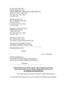 David B. Wolf (DWLaura B. Gilbert (LGCOWAN, DEBAETS, ABRAHAMS & SHEPPARD LLP 40 West 57th Street—Suite 2104 New York, New York7474