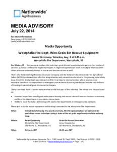 MEDIA ADVISORY July 22, 2014 For More Information: Daryl Lewis • ([removed]removed]