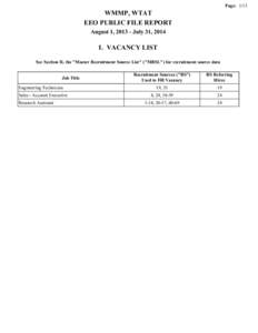 Page: 1/13  WMMP, WTAT EEO PUBLIC FILE REPORT August 1, [removed]July 31, 2014