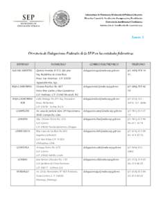 ENTIDAD AGUASCALIENTES DOMICILIO Quinta Avenida # 312, 2do piso