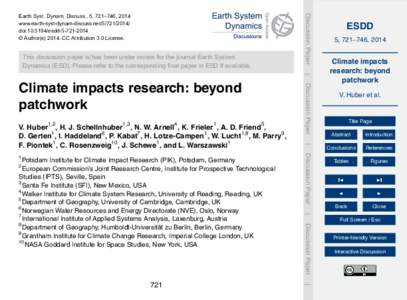 This discussion paper is/has been under review for the journal Earth System Dynamics (ESD). Please refer to the corresponding final paper in ESD if available. Discussion Paper  Earth Syst. Dynam. Discuss., 5, 721–746, 