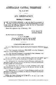 N o . 5 of[removed]AN ORDINANCE Relating to Companies.  I