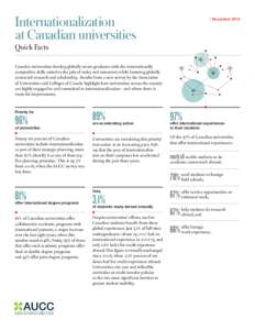 Internationalization at Canadian universities / December[removed]Quick Facts