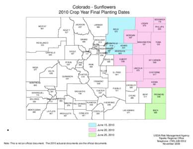 Colorado - Sunflowers 2010 Crop Year Final Planting Dates JACKSON 057  MOFFAT