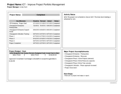 Project Executive Status Report