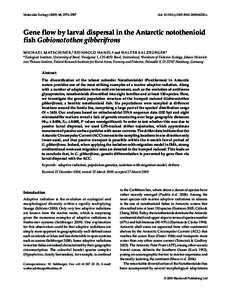 Molecular Ecology[removed], 2574–2587  doi: [removed]j.1365-294X[removed]x Gene flow by larval dispersal in the Antarctic notothenioid fish Gobionotothen gibberifrons