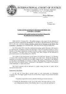 International Court of Justice / Political geography / Pacific Ocean / Costa Rica–Nicaragua San Juan River border dispute / Americas / Costa Rica / Republics