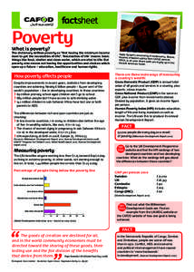 factsheet  Poverty What is poverty?  The dictionary defines poverty as “Not having the minimum income