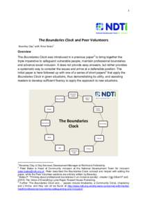 1  The Boundaries Clock and Peer Volunteers Beverley Clay1 with Peter Bates2  Overview