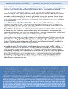 International law / Americas / United Nations Economic and Social Council / United Nations Permanent Forum on Indigenous Issues / United Nations Secretariat / Declaration on the Rights of Indigenous Peoples / Indigenous peoples by geographic regions / International human rights instruments / International human rights law / United Nations / Human rights instruments / International relations