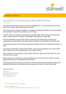 Media release - Tarong North mini-overhaul(2)