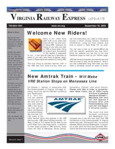 VIRGINIA RAILWAY EXPRESS[removed]Editor’s Note: September has traditionally been the month when we