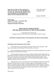 MEETING OF THE STATES PARTIES TO THE CONVENTION ON THE PROHIBITION OF THE USE, STOCKPILING, PRODUCTION AND TRANSFER OF ANTI-PERSONNEL MINES AND ON THEIR DESTRUCTION