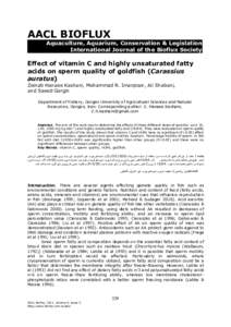 AACL BIOFLUX Aquaculture, Aquarium, Conservation & Legislation International Journal of the Bioflux Society Effect of vitamin C and highly unsaturated fatty acids on sperm quality of goldfish (Carassius