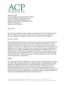 Marilyn Tavenner Acting Administrator and Chief Operating Officer Centers for Medicare & Medicaid Services Department of Health and Human Services Attention: CMS-3276-NC, Mail Stop S3[removed]Security Boulevard