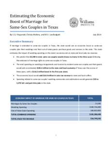 Estimating the Economic Boost of Marriage for Same-Sex Couples in Texas By E.G. Fitzgerald, Christy Mallory, and M.V. Lee Badgett