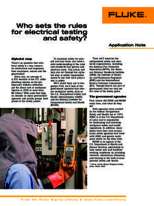 Who sets the rules for electrical testing and safety? Application Note  Alphabet soup