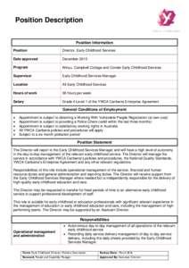 Position Description Position Information Position Director, Early Childhood Services