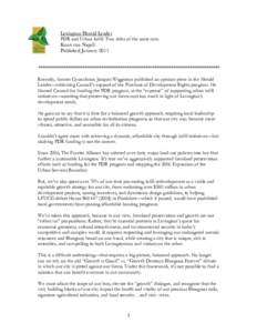 Lexington Herald Leader PDR and Urban Infill: Two sides of the same coin. Knox van Nagell Published January 2011 ************************************************************************************** Recently, former Cou